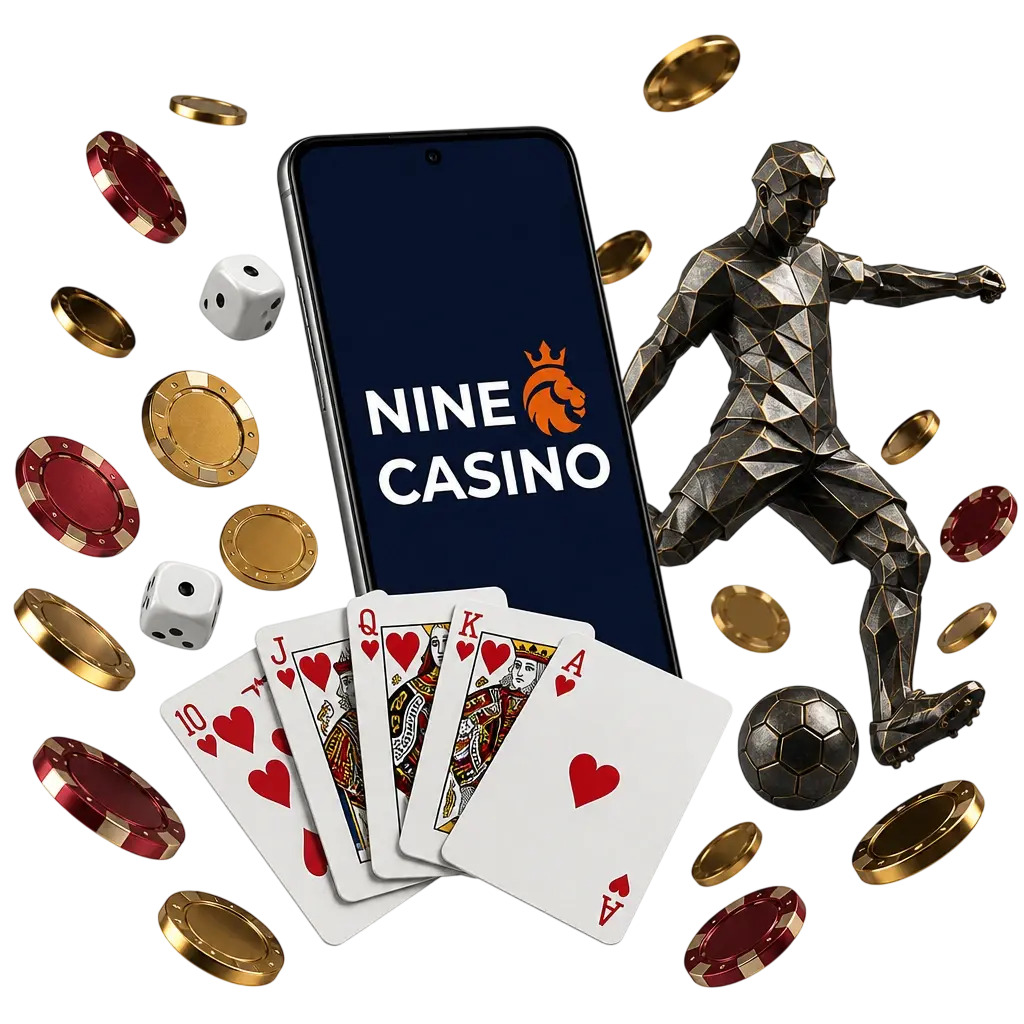 Nine Casino app download screen on Android and iOS