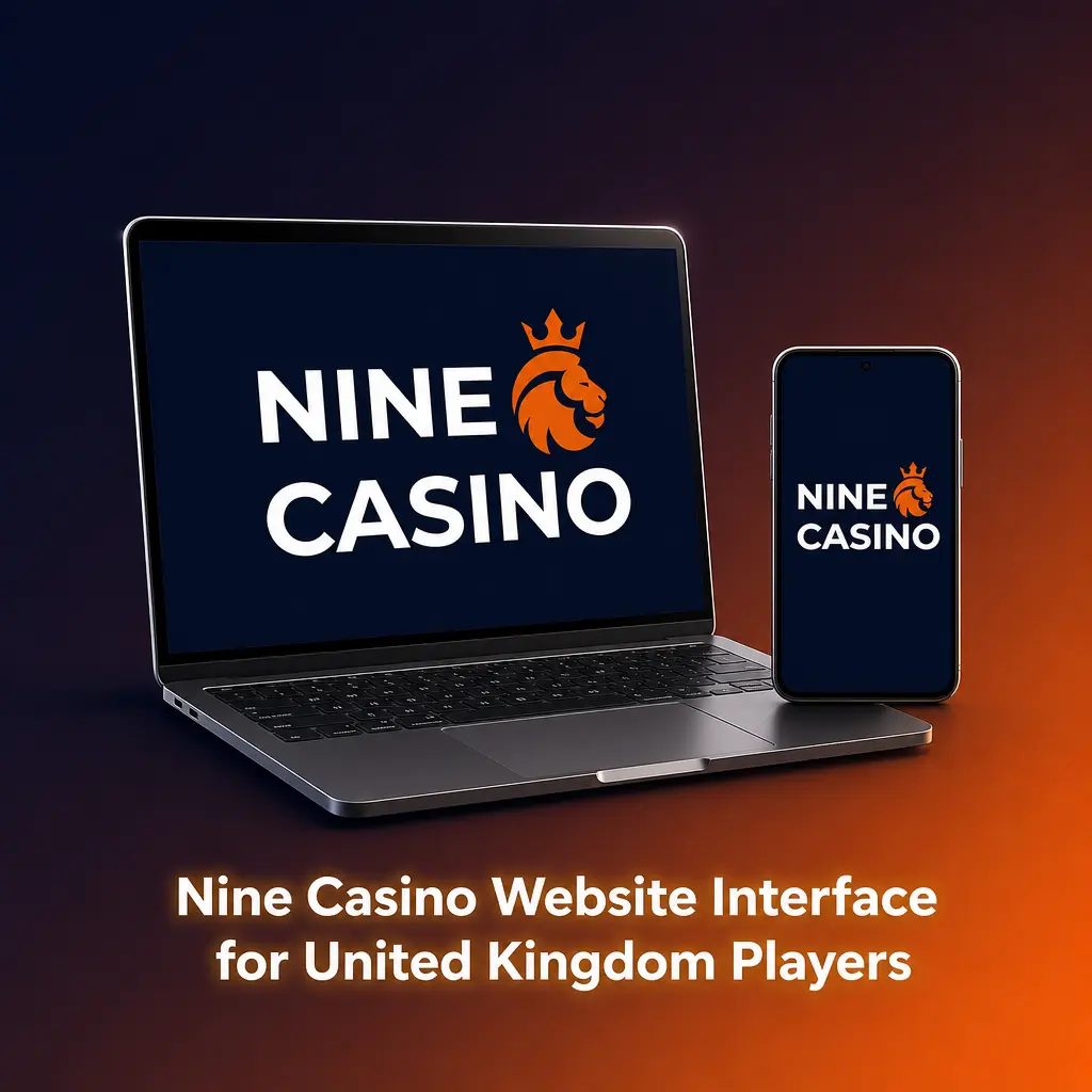 Nine Casino homepage interface showing navigation bar and account controls